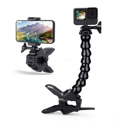 Picture of ULANZI Jaws Flex Clamp Mount with Adjustable Gooseneck Compatible with 4-7'' Smartphone, GoPro Hero 11, 10, 9, 8, 7, 6, 5, 4, Session, 3+, 3, 2, 1, Max, Hero (2018), Fusion, DJI Osmo Action Cameras