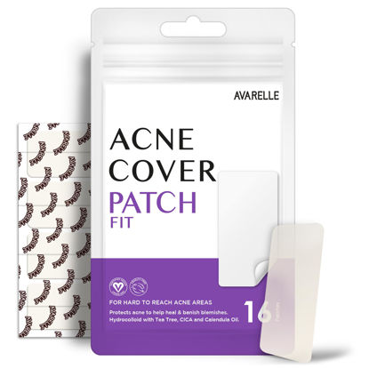 Picture of Avarelle Pimple Patches (16 Count) Hydrocolloid Acne Cover Patches | Zit Patches for Blemishes, Zits and Breakouts with Tea Tree, Calendula and Cica Oil for Face | Vegan, Cruelty Free Certified, Carbonfree Certified (Hydrocolloid, Square 1/2 - 16 Co