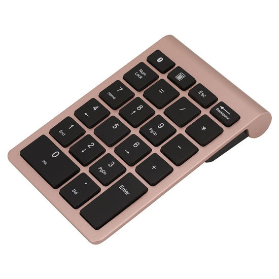 Picture of WESE Wireless Number Pads, 22 Keys Numeric Keypad Ultra Thin Extensions Number Keyboard Bluetooth 3.0 Portable Number Numpad for Laptop, PC, Desktop(Rose Gold)