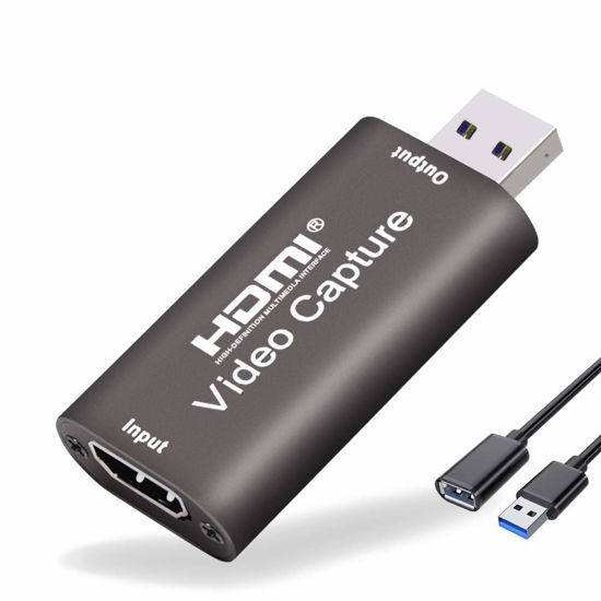 Picture of Audio Video Capture Card with USB Extension Cable，Input 4K@60FPS, Output 1080P@60FPS ， HDMI to USB Capture Card for Broadcast Live and Record with DSLR, Camcorder, or Action Camera（Coffee）