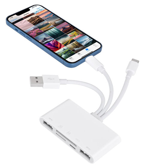 Picture of 5-in-1 Memory Card Reader with Micro SD and SD Slots for iPhone/iPad/Android/USB C & A Devices, OTG Adapter for SD/Micro SD/SDHC/SDXC/MMC