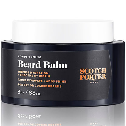 Picture of Scotch Porter Conditioning Beard Balm for Men | Hydrates, Smooths, Adds Shine & Tames Flyaway Hair | Formulated with Non-Toxic Ingredients, Free of Parabens, Sulfates & Silicones | Vegan | 3oz Jar