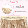 Picture of HOOJIH Wire Hair Extensions with 2 Removable Clips 12 Inch Wavy Curly Hair Invisiable Transparent Wire Extensions Hairpieces for Women - Honey Blonde with Lightest Blonde Highlights