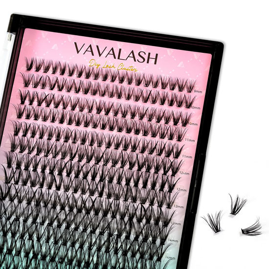 Picture of VAVALASH Individual Cluster Lashes 280 PCS DIY Eyelash Extension Light and Soft Faux Mink Slik Lash Clusters Easy Full Lash Extensions DIY at Home (30D-D Curl-9-16mm Mix)