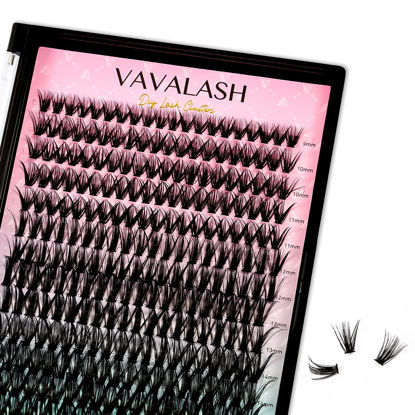 Picture of VAVALASH Individual Cluster Lashes 280 PCS DIY Eyelash Extension Light and Soft Faux Mink Slik Lash Clusters Easy Full Lash Extensions DIY at Home (40D-D Curl-14mm)