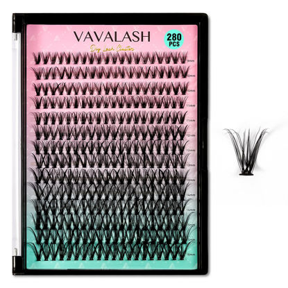 Picture of VAVALASH Individual Cluster Lashes 30D-0.07-C-9-16MIX DIY Eyelash Extension 280 Lash Clusters Faux Mink Slik Individual Lashes Easy Full Lash Extensions DIY at Home (30D-0.07-C-9-16mm Mix)