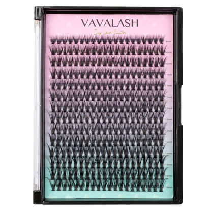 Picture of VAVALASH Individual Cluster Lashes 280 PCS DIY Eyelash Extension Light and Soft Faux Mink Slik Lash Clusters Easy Full Lash Extensions DIY at Home (40D-C Curl-9-16mm Mix)