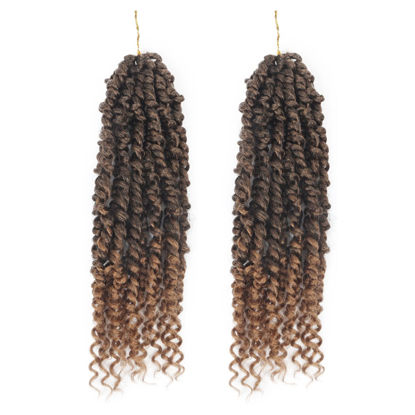 Picture of 2 Pack Passion Twist Hair 12 Inch Short Passion Twist Crochet Hair Pre-twisted Crochet Hair for Black Women, Pre Looped Passion Twist Crochet Braids Bohemian Crochet Hair for Kids T30