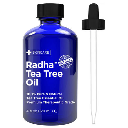 Picture of Radha Beauty Australian Tea Tree Essential Oil 4 oz. - 100 Percent Pure & Natural Therapeutic Grade - Great with Soaps, Shampoo, Body Wash, Aromatherapy for Nail Care, Scalp, Aromatherapy and Diffuser.