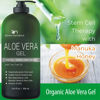 Picture of Aloe vera Gel - from 100% Pure Organic Aloe Infused with Manuka Honey, Stem Cell, Tea Tree Oil - Natural Raw Moisturizer for Face, Body, Hair. Perfect for Sunburn, Acne, Razor Bumps 16.9 fl oz