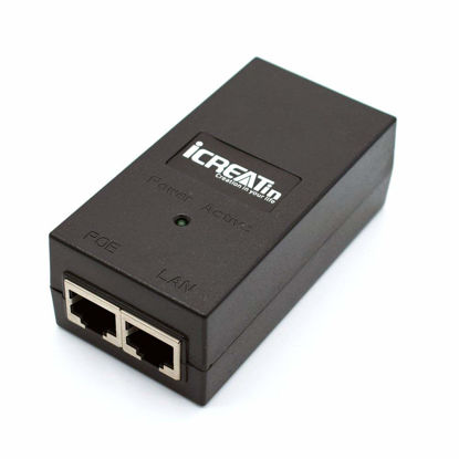 Picture of iCreatin Gigabit PoE Injector Adapter 48V 24W Power Over Ethernet for 802.3af Devices, Up to 328 Ft, 10/100/100Mbps RJ-45, Plug and Play, PSE-480040G