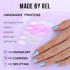 Picture of Press On Nails Short - BTArtbox Square Press On Nails, Blue Chrome Nail Tips Glue On Nails with Nail Glue, Reusable Stick On Nails in 15 Sizes - 30 Soft Gel Fake Nails Kit, Ocean Glazed