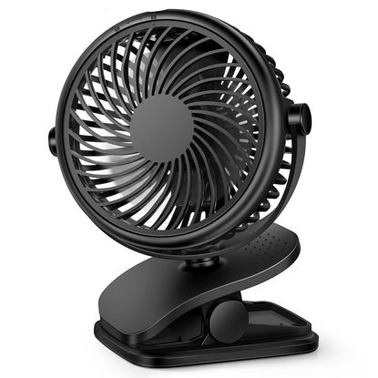 Picture of RJVW Stroller Clip On Fan, 3 Speed Rechargeable Battery Powerd USB Desk Fan, 4 Inch Table Cooling Fan, 360° Rotate Desktop Fan, Strong Wind Portable Fan for Home Office Treadmill Baby Stroller