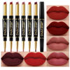 Picture of evpct 6Pcs Red Lip Liner and Lipstick Lip Stain Crayon Gift Set for Women DNM Dark Deep Red Nude Long Lasting 24 Hour Matte Color Stay, labiales mate 24 horas originales