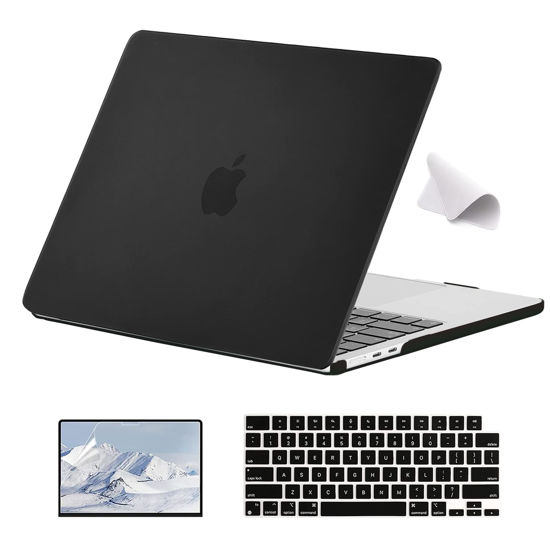 Picture of EooCoo Compatible with New MacBook Air 13.6 inch Case 2022 2023 A2681 M2 Chip with Retina Display，Plastic Hard Shell Case + Black Keyboard Skin Cover + Polishing Cloth + Screen Protector - Matte Black