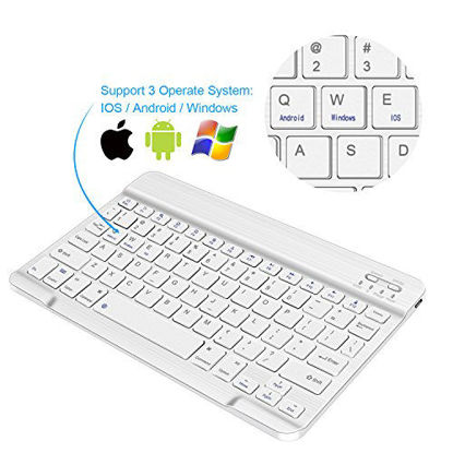 Picture of Wireless Keyboard - Tsmine Universal Ultra-Slim Wireless Keyboard Portable Wireless Keyboard for iOS/Android /Windows Mac OS PC Tablet and other Wireless Enabled Devices - White(9.76 inch)