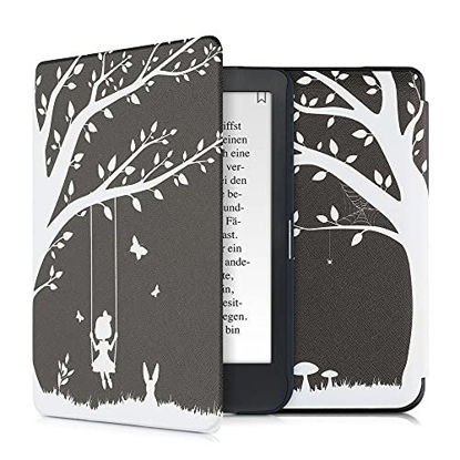 Picture of kwmobile Case Compatible with Kobo Clara HD - Case PU e-Reader Cover - Girl Tree Swing White/Black