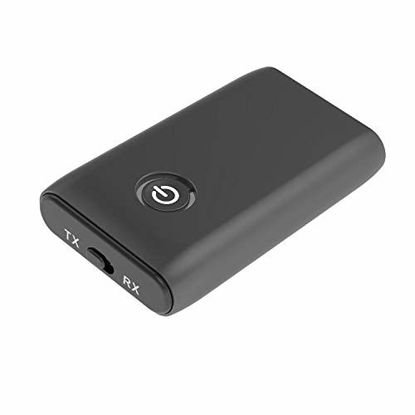 Picture of Bluetooth 5.0 Transmitter and Receiver, 2-in-1 Wireless Bluetooth Adapter, Low Latency Bluetooth Audio Adapter for PC/TV/Home Car Sound System (Black) (Black)