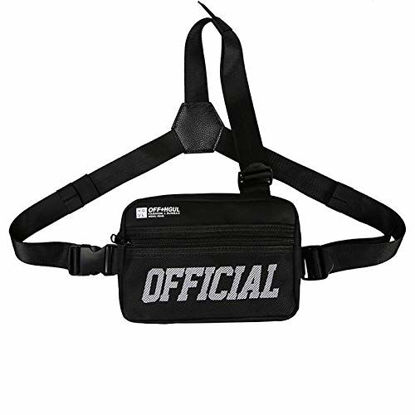 Picture of abcGoodefg Tactical Chest Rig Vest Hip Hop Harness Pack Streetwear Cross Shoulder Chest Bag, Black