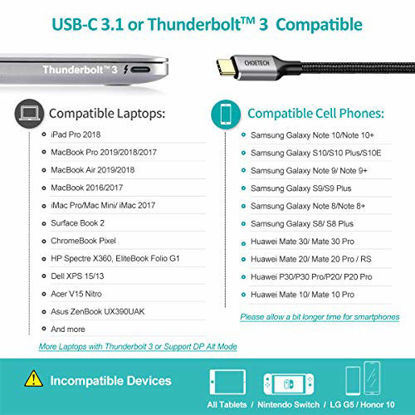 Picture of CHOETECH USB C to HDMI Cable(4K@60Hz), 6.5ft/2m, USB Type C to HDMI Braided Adapter Thunderbolt 3 Cable Compatible with MacBook Pro MacBook Air 2020/2019/2018, Samsung Galaxy/Note and More