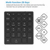 Picture of Bluetooth Number Pad, Holihifi Portable Wireless 28-Key Numeric Keypad with Multiple Shortcuts for Laptop, Smartphones, Tablets, Laptop, Mac, PC and More (Black)