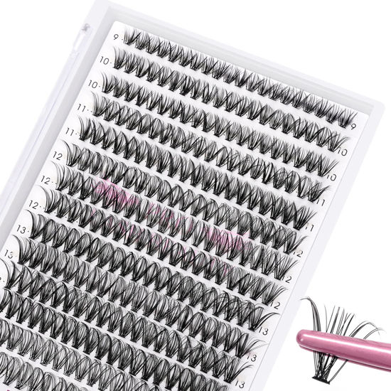 Picture of 280 Pcs Individual Lashes 30D-D-0.07-9-16mix Cluster Lashes 10D 20D C D Curl Wispy Lashes Bottom Lashes DIY Lashes At Home（30D-D-0.07-9-16mix）