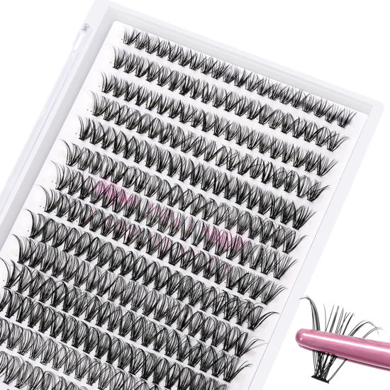 Picture of 280 Pcs Individual Lashes 30D-D-0.07-16 Cluster Lashes 10D 20D C D Curl Wispy Lashes Bottom Lashes DIY Lashes At Home（30D-D-0.07-16）