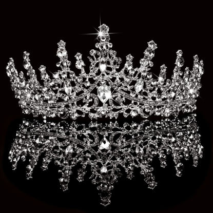 Picture of TOBATOBA Silver Wedding Crystal Tiaras and Crowns for Women, Bride Royal Queen Headband Princess Quinceanera Headpieces for Birthday Prom Pageant Party