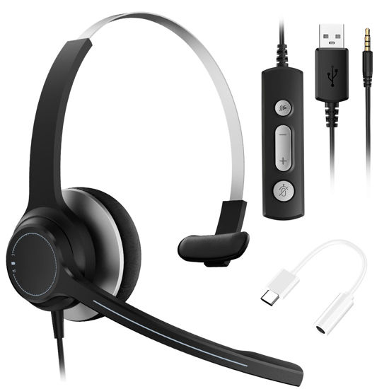 Headset with mic for laptop online usb