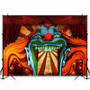 Picture of Funnytree 7x5ft Horror Circus Theme Halloween Backdrop for Photography Giant Evil Clown Hallomas Birthday Party Background Scary Grove Vampire Baby Cake Table Decor Banner Photobooth Studio Props