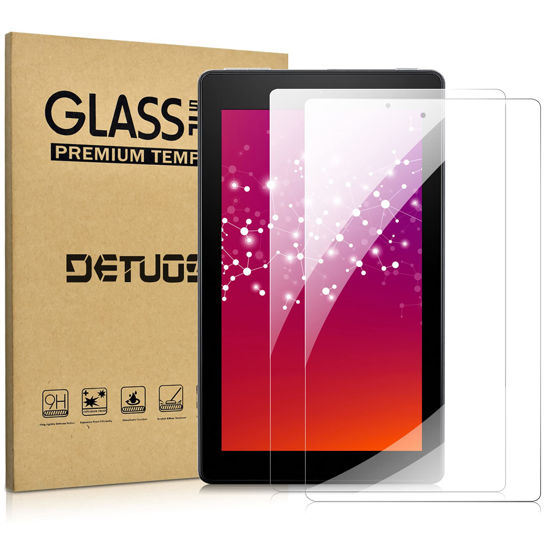 Picture of 【2 PACK】Screen Protector for All New Fire 7/ Fire 7 Kids Pro Tablet 7 inch (9th/ 7th Generation, 2019/2017), DETUOSI Ultra Clear/Anti-Glare/Touch Sensitive/Bubble Free/Anti-Scratch Tempered Glass