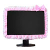 Picture of ALHBEJT Computer Monitor Cover with Lovely Cute Elastic Pen Pocket Bow-knot TV LCD Screen Monitor Decoration Dust Cover Protector, lace fabric (17''-22''，Pink)