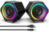 Picture of Computer Speakers, USB Powered Stereo Speakers for PC, Desktop, Monitor, Small Size - with RGB Lights, Volume Control, 3.5 mm Aux Audio Input and Power Switch, Plug-n-Play (Black)