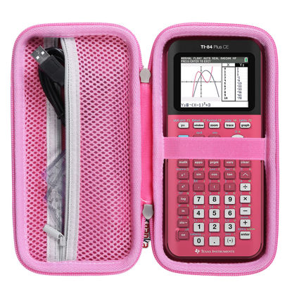 Picture of Khanka Hard Travel Case Replacement for Texas Instruments TI-83 Plus/TI-84 Plus/TI-84 Plus CE Color Graphing Calculator, Case Only (Positively Pink)