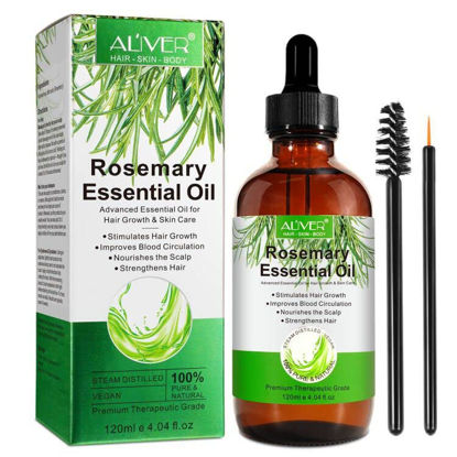 Picture of Yecuce Rosemary Oil for Hair Growth（4.04 Fl Oz）,Multipurpose Rosemary Essential Hair Oil,Organic Hair Growth Oil for Thicker Stronger Hair,Nourish Scalp Face Body Nails for Men Women