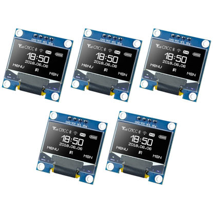 Picture of Hosyond 5 Pcs 0.96 Inch OLED I2C IIC Display Module 12864 128x64 Pixel SSD1306 Mini Self-Luminous OLED Screen Board Compatible with Arduino Raspberry Pi (White)