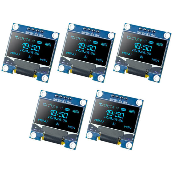 Picture of Hosyond 5 Pcs 0.96 Inch OLED I2C IIC Display Module 12864 128x64 Pixel SSD1306 Mini Self-Luminous OLED Screen Board Compatible with Arduino Raspberry Pi (Blue)