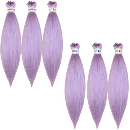 Picture of Light Purple Braiding Hair Pre Stretched Kanekalon Prestretched Braiding Hair 16inch Packs of 6