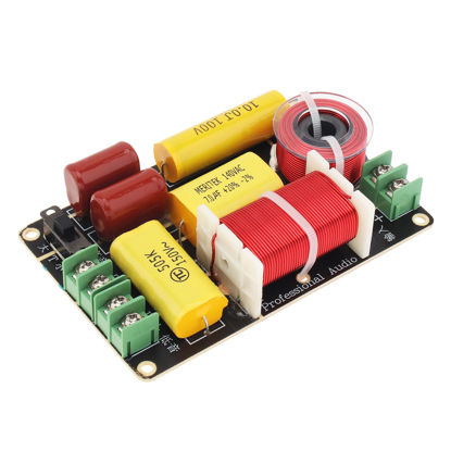 Picture of DriSentri 2 Way Crossover for Speaker, 250W 4-12 Ohm 2 Way High-Low Frequency Divider for Speaker, HiFi Speaker Crossover