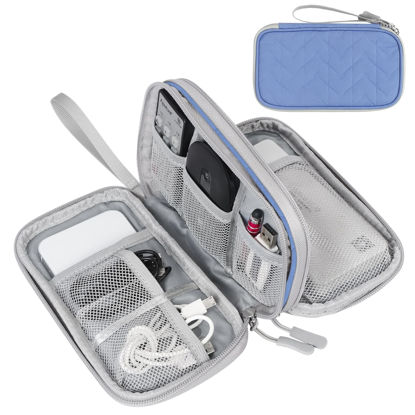 Picture of FYY Electronic Organizer, Travel Cable Organizer Bag Pouch Electronic Accessories Carry Case Portable Waterproof Double Layers All-in-One Storage Bag for Cable, Cord, Charger, Phone, Blue Pattern