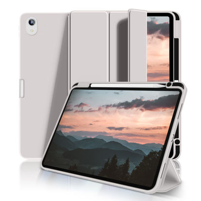 Picture of Aoub iPad Air 5th Generation 2022 / iPad Air 4th Generation 2020 10.9-inch Case with Pencil Holder, Slim Trifold Stand with Soft TPU Back Cover, Auto Sleep/Wake, Gray