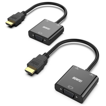 Picture of BENFEI HDMI to VGA, 2 Pack, Gold-Plated HDMI to VGA Adapter (Male to Female) Compatible for Computer, Desktop, Laptop, PC, Monitor, Projector, HDTV, Raspberry Pi, Roku, Xbox, PS4, Mac Mini