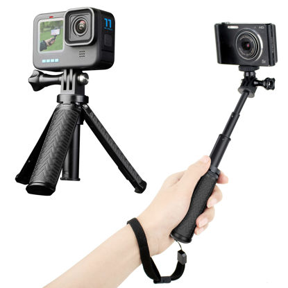 Picture of YALLSAME Mini Tripod for GoPro Hero 11 10 9 8 7 6 5 DJI Action Extension Pole Portable Pocket Tabletop Handgrip Extendable Vlog Selfie Stick with Phone Clip Compatible with iPhone Digital Camera