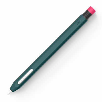 Picture of elago Classic Pencil Case Compatible with Apple Pencil 2nd Generation Cover Sleeve, Compatible with Magnetic Charging and Double Tap (Must Read Installation Instructions) [Midnight Green]