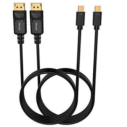 Picture of Moread Mini DisplayPort to DisplayPort Cable, 6 Feet, 2 Pack, Gold-Plated DisplayPort to Mini DisplayPort (4K@60Hz, 2K@144Hz) Mini DP to DP Display Cable - Black