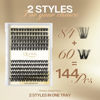 Picture of Lash Clusters QUEWEL 144pcs Cluster Lashes MIX12-18mm 2 Styles DIY Lash Extensions Clusters in One Individual Lashes Tray with Thin Band(S012+S043-MIX12-18)