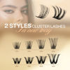 Picture of Lash Clusters QUEWEL 144pcs Cluster Lashes MIX12-18mm 2 Styles DIY Lash Extensions Clusters in One Individual Lashes Tray with Thin Band(S012+S043-MIX12-18)