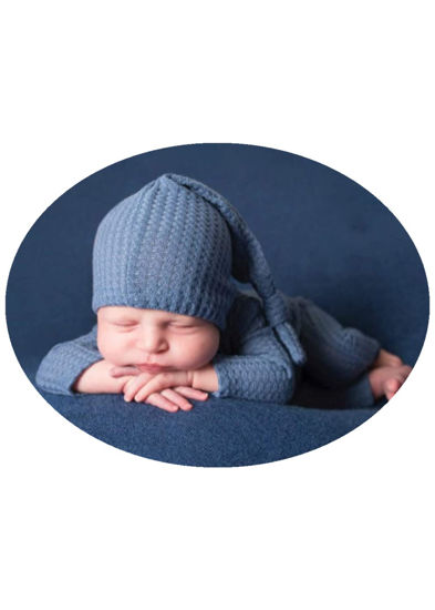 Picture of Fashion Newborn Boys Girls Baby Photo Shoot Props Outfits Crochet Clothes Long Tail Hat Pants Photography Props (Olan)