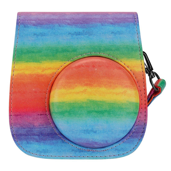 Picture of Camera Case Compatible with Fujifilm Instax Mini 11/ 9/ 8/ 8+ Instant Camera with Adjustable Strap and Pocket (Rainbow)