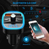 Picture of (Upgraded New Version) V5.0 Bluetooth FM Transmitter for Car, 7 RGB Color LED Backlit Radio Transmitter, QC3.0 Dual USB Ports Adapter Car Kit, Supports TF Card, USB Disk, Hands-Free Call